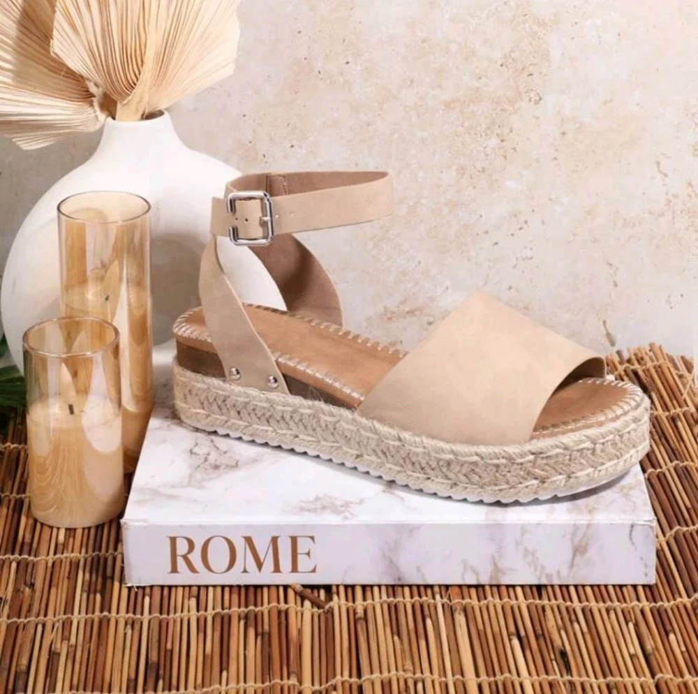 NEW Beige Espadrilles Sandals Size 9